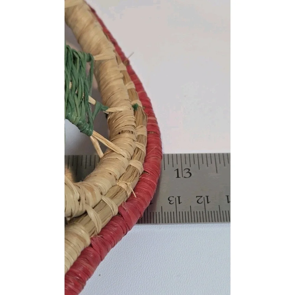 Natural Hand‎ Woven Boho Chic Basket Round Red Green Yellow Orange